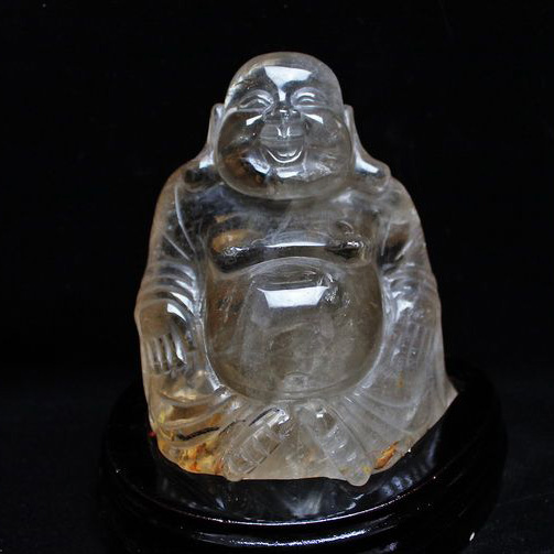 1.7Kg 虹入り ライトニング水晶布袋様 置物[M132-133]