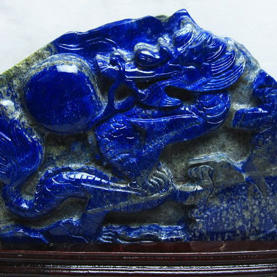 5.8Kg ラピスラズリ 手彫り 龍 置物[M170-45]