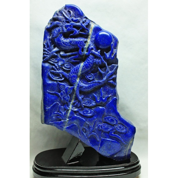 3.3Kg ラピスラズリ 手彫り 龍 置物 [M170-88]