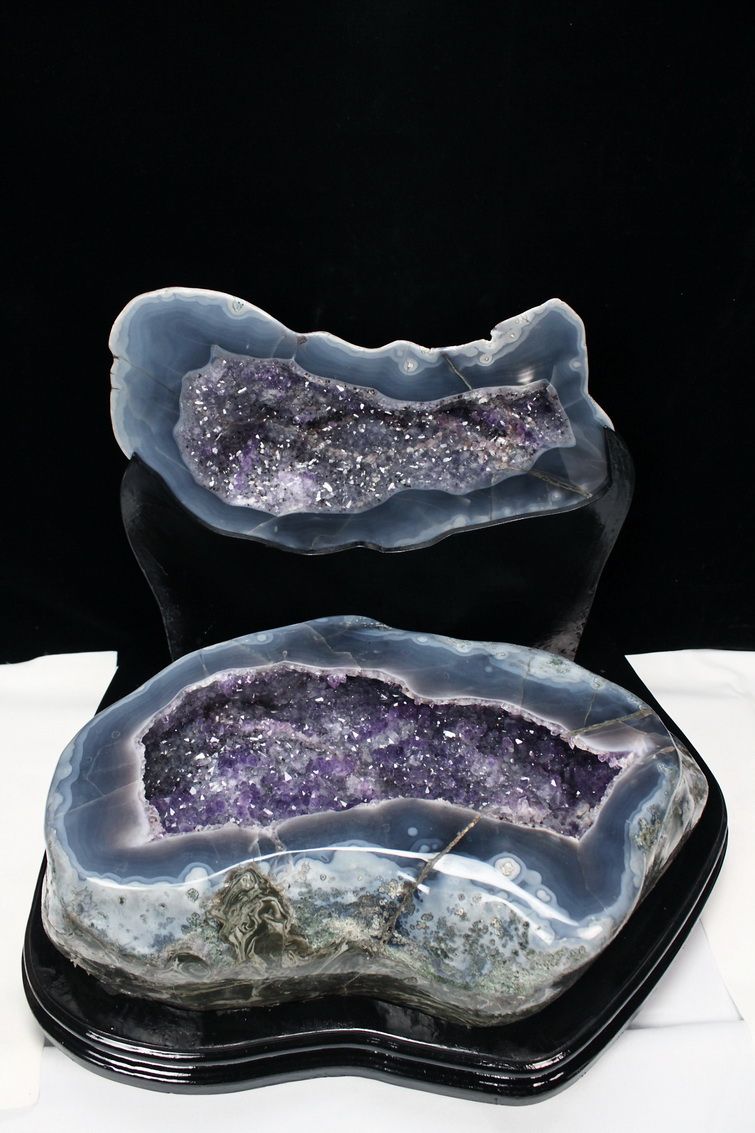 57.5Kg ウルグアイ産 タイチンルチルフラワー水晶ペア水晶トレジャーアメジスト 同梱不可 M500-178 （納品日程ご相談品）（特大品）