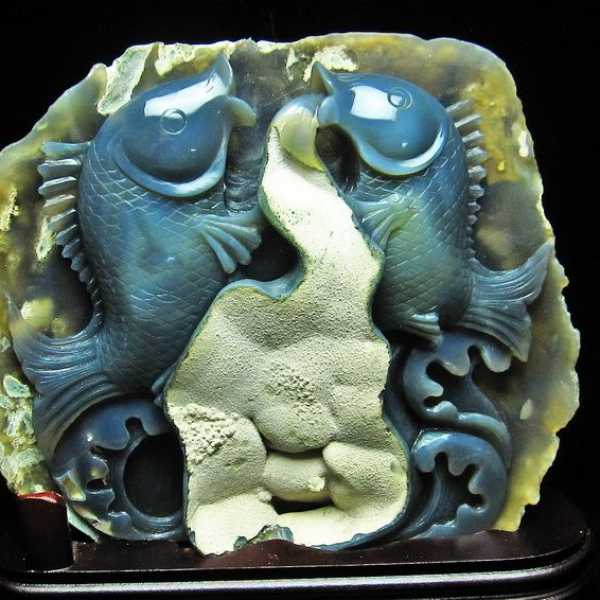 2.5Kg アゲート 金魚 置物[M55-9]