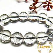 ブラックルチルクォーツ ブレスレット 15mm [H131-144]