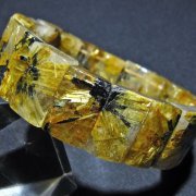 ゴールドタイチンルチル バングル [t107-4528]