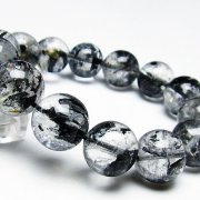 ブラックエレスチャルクォーツ 骸骨水晶 ブレスレット 16mm [t124-4801]