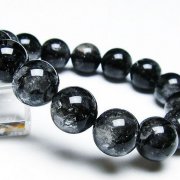ブラックエレスチャルクォーツ 骸骨水晶 ブレスレット 14mm [t124-4830]