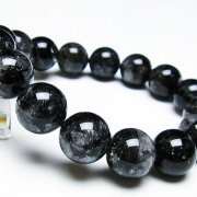 ブラックエレスチャルクォーツ 骸骨水晶 ブレスレット 14mm [t124-4834]