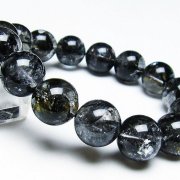 ブラックエレスチャルクォーツ 骸骨水晶 ブレスレット 14mm [t124-4853]