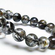 ブラックエレスチャルクォーツ 骸骨水晶 ブレスレット 13mm [t124-4916]