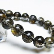 ブラックエレスチャルクォーツ 骸骨水晶 ブレスレット 11mm [t124-4923]