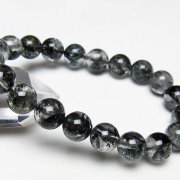 ブラックエレスチャルクォーツ 骸骨水晶 ブレスレット 10mm [t124-5362]