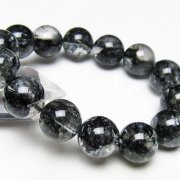 ブラックエレスチャルクォーツ 骸骨水晶 ブレスレット 16mm [t124-5364]