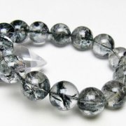 ブラックエレスチャルクォーツ 骸骨水晶 ブレスレット 16mm [t124-5367]