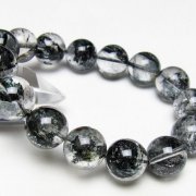 ブラックエレスチャルクォーツ 骸骨水晶 ブレスレット 15mm [t124-5370]