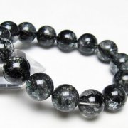 ブラックエレスチャルクォーツ 骸骨水晶 ブレスレット 14mm [t124-5378]