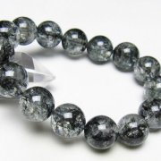 ブラックエレスチャルクォーツ 骸骨水晶 ブレスレット 15mm [t124-5383]