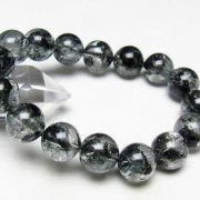 ブラックエレスチャルクォーツ 骸骨水晶 ブレスレット 14mm [t124-5384]