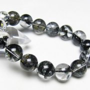 ブラックエレスチャルクォーツ 骸骨水晶 ブレスレット 13mm [t124-5387]