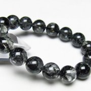 ブラックエレスチャルクォーツ 骸骨水晶 ブレスレット 13mm [t124-5396]