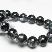ブラックエレスチャルクォーツ 骸骨水晶 ブレスレット 15mm [t124-5399]