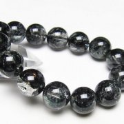 ブラックエレスチャルクォーツ 骸骨水晶 ブレスレット 17mm [t124-5405]