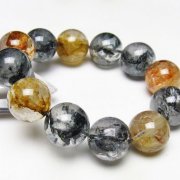 ブラックエレスチャルクォーツ 骸骨水晶 ブレスレット 20mm [t124-5407]