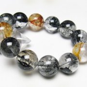 ブラックエレスチャルクォーツ 骸骨水晶 ブレスレット 20mm [t124-5408]