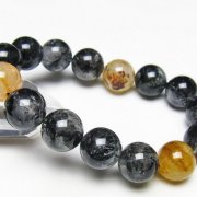 ブラックエレスチャルクォーツ 骸骨水晶 ブレスレット 14mm [t124-5414]
