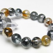 ブラックエレスチャルクォーツ 骸骨水晶 ブレスレット 14mm [t124-5417]