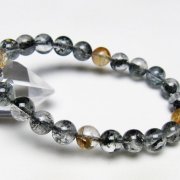 ブラックエレスチャルクォーツ 骸骨水晶 ブレスレット 9mm [t124-5422]