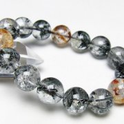 ブラックエレスチャルクォーツ 骸骨水晶 ブレスレット 14mm [t124-5426]