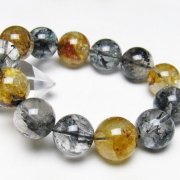 ブラックエレスチャルクォーツ 骸骨水晶 ブレスレット 16mm [t124-5430]