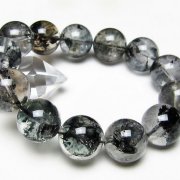 ブラックエレスチャルクォーツ 骸骨水晶 ブレスレット 18mm [t124-5572]