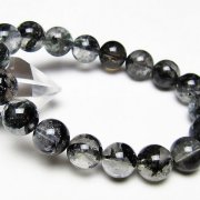 ブラックエレスチャルクォーツ 骸骨水晶 ブレスレット 12mm [t124-5615]