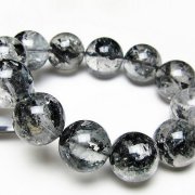 ブラックエレスチャルクォーツ 骸骨水晶 ブレスレット 19mm [t124-5632]