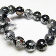 ブラックエレスチャルクォーツ 骸骨水晶 ブレスレット 15mm [t124-5639]