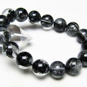 ブラックエレスチャルクォーツ 骸骨水晶 ブレスレット 13mm [t124-5677]
