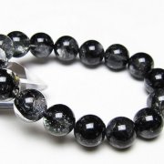 ブラックエレスチャルクォーツ 骸骨水晶 ブレスレット 14mm [t124-5681]