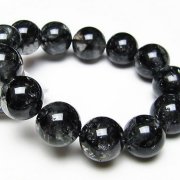 ブラックエレスチャルクォーツ 骸骨水晶 ブレスレット 18mm [t124-5690]