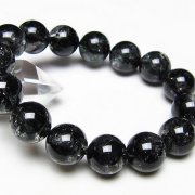 ブラックエレスチャルクォーツ 骸骨水晶 ブレスレット 15mm [t124-5701]