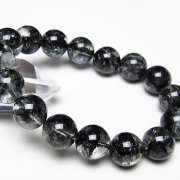 ブラックエレスチャルクォーツ 骸骨水晶 ブレスレット 13mm [t124-5707]