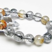 ブラックエレスチャルクォーツ 骸骨水晶 ブレスレット 13mm [t124-5760]