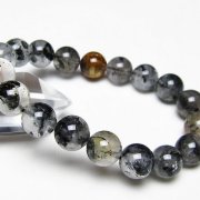 ブラックエレスチャルクォーツ 骸骨水晶 ブレスレット 11mm [t124-5780]
