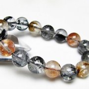 ブラックエレスチャルクォーツ 骸骨水晶 ブレスレット 13mm [t124-5795]