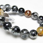 ブラックエレスチャルクォーツ 骸骨水晶 ブレスレット 14mm [t124-5809]