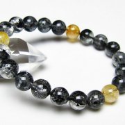 ブラックエレスチャルクォーツ 骸骨水晶 ブレスレット 10mm [t124-5827]