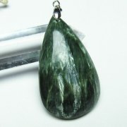 【clover*‪ஐ】 天然セラフィナイトの大粒ネックレストップ 10金ホワイトゴールドダイヤモンドハートネックレス 未来天使