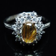 ファイナルグレード金針ルチル水晶 指輪 (17号)[T164-7632]