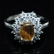 ファイナルグレード金針ルチル水晶 指輪 (18号)[T164-7634]