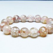 桜メノウ チェリーブロッサムアゲート ブレスレット 14mm [T213-1854]