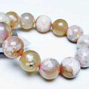 桜メノウ チェリーブロッサムアゲート ブレスレット 17mm [t213-1879]
